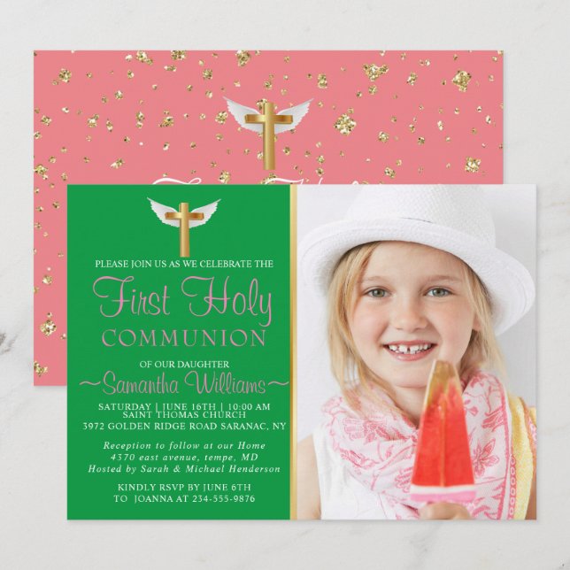 Imagen elegante y moderna Invitación a la Primera  (Anverso / Reverso)