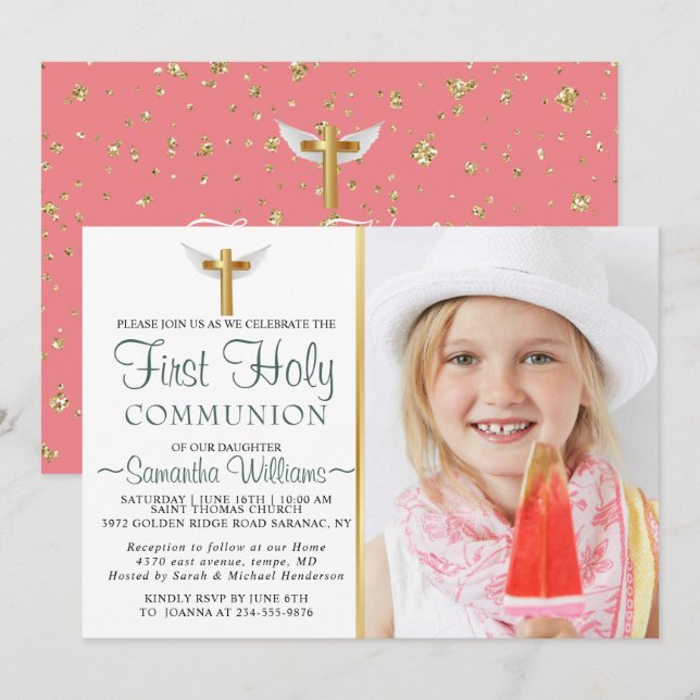 Imagen elegante y moderna Invitación a la Primera  (Anverso / Reverso)