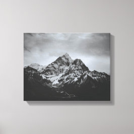 Imagen en lienzo de montaña nevada en blanco y neg