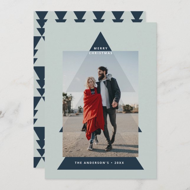 Imagen gráfica moderna mínima del árbol de Navidad (Anverso / Reverso)