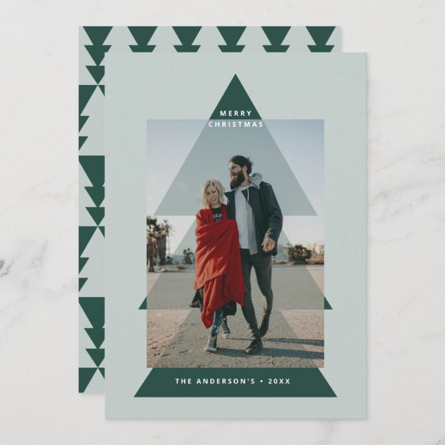 Imagen gráfica moderna mínima del árbol de Navidad (Anverso / Reverso)