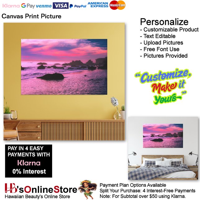 Imagen impresa de lienzo de playa Sunset 16 (Sunset Beach Canvas Print Picture 16.)