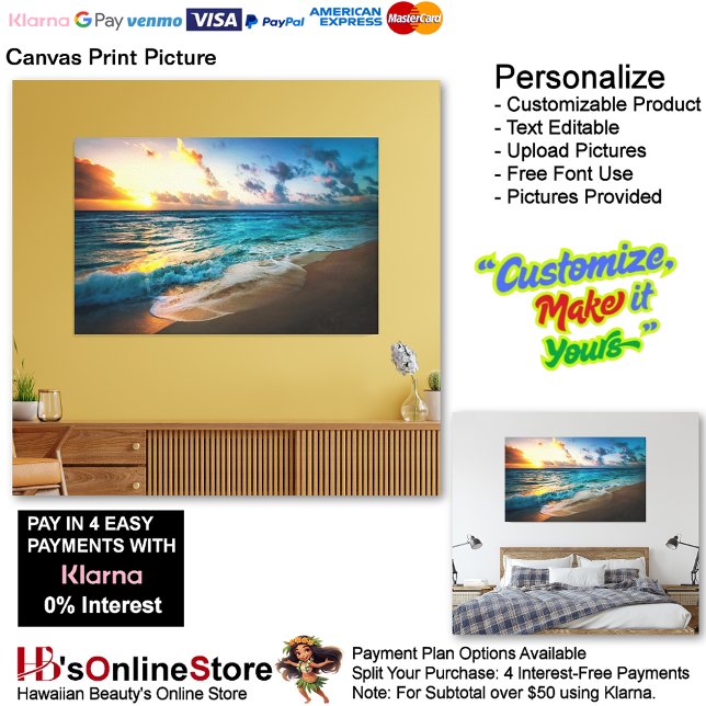 Imagen impresa de lienzo de playa Sunset 19 (Sunset Beach Canvas Print Picture 19.)