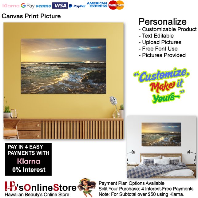 Imagen impresa de lienzo de playa Sunset 22 (Sunset Beach Canvas Print Picture 22.)