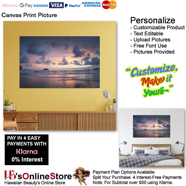 Imagen impresa de lienzo de playa Sunset 26 (Sunset Beach Canvas Print Picture 26.)
