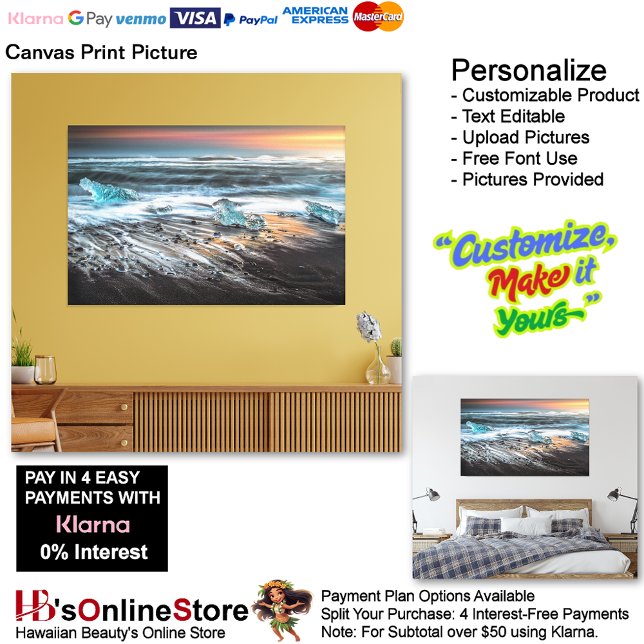 Imagen impresa de lienzo de playa Sunset 29 (Sunset Beach Canvas Print Picture 29.)
