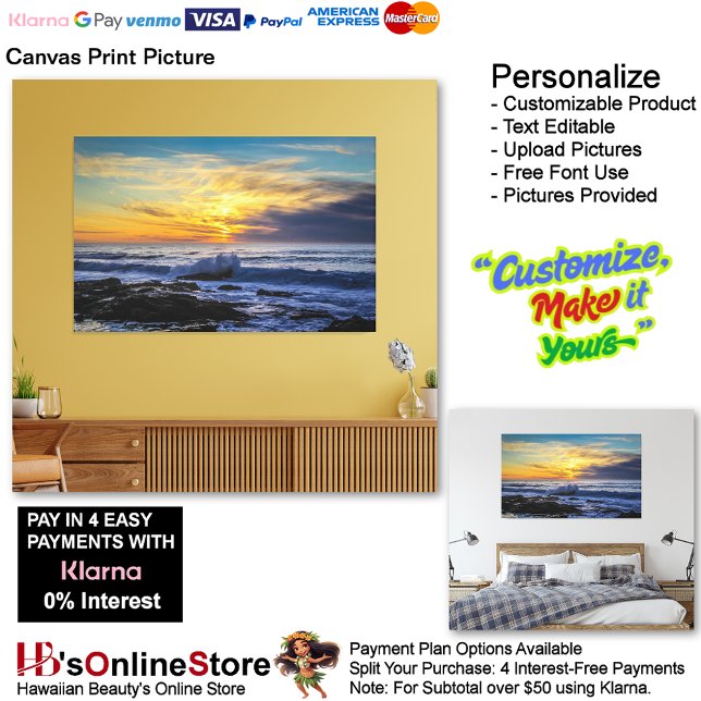 Imagen impresa de lienzo de playa Sunset 33 (Sunset Beach Canvas Print Picture 33.)