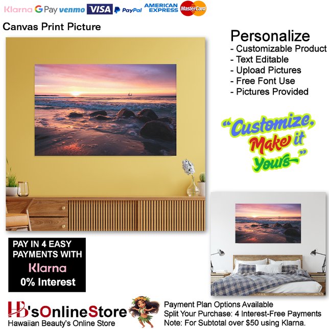 Imagen impresa de lienzo de playa Sunset 37 (Sunset Beach Canvas Print Picture 37.)