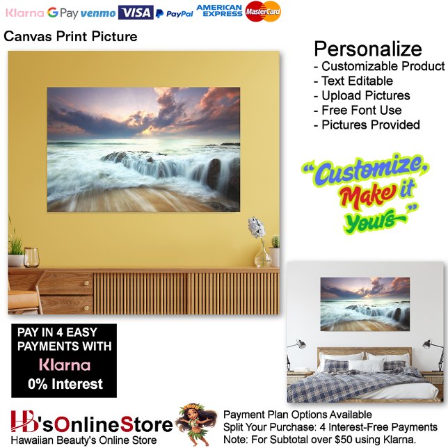 Imagen impresa de lienzo de playa Sunset 40 (Sunset Beach Canvas Print Picture 40.
)