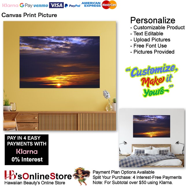 Imagen impresa de lienzo de playa Sunset 41 (Sunset Beach Canvas Print Picture 41.)