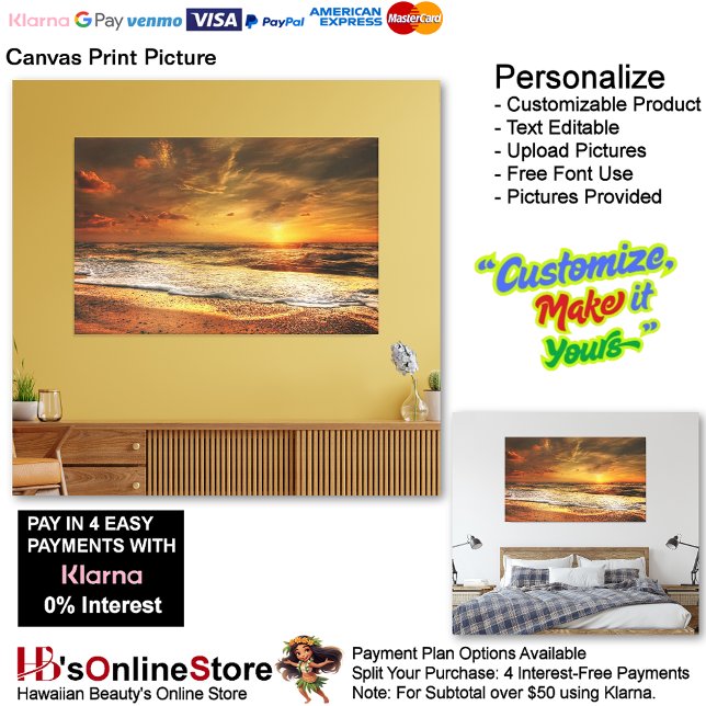 Imagen impresa de lienzo de playa Sunset 43 (Sunset Beach Canvas Print Picture 42.)