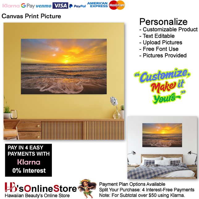 Imagen impresa de lienzo de playa Sunset 46 (Sunset Beach Canvas Print Picture 46.)