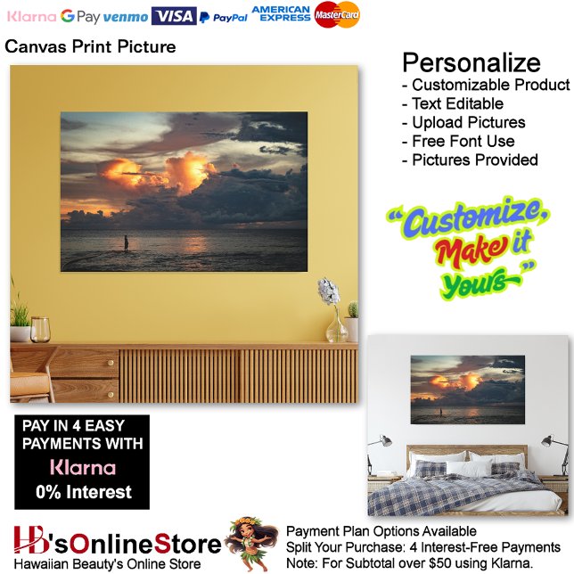 Imagen impresa de lienzo de playa Sunset 47 (Sunset Beach Canvas Print Picture 47.)