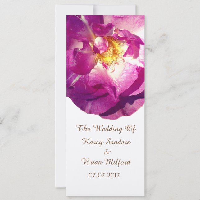 Imagen rosa rosa elegante invitación a la boda (Anverso)