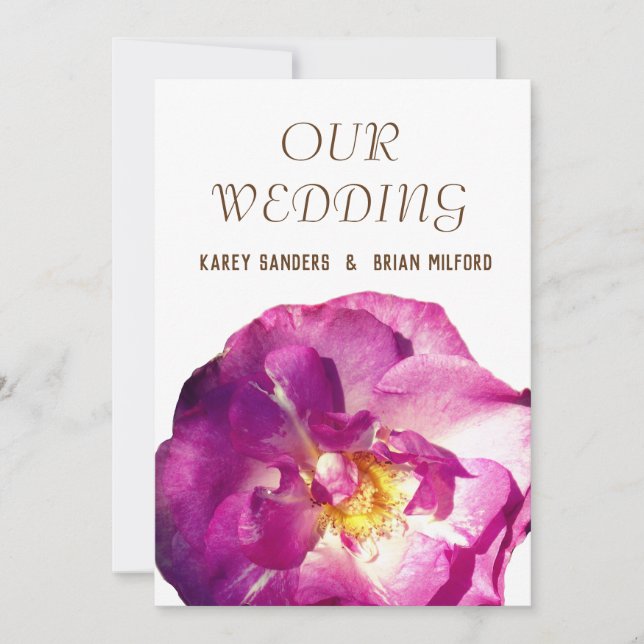 Imagen rosa rosa elegante invitación a la boda (Anverso)