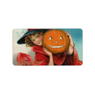 Imagen vintage de Halloween en una etiqueta de env
