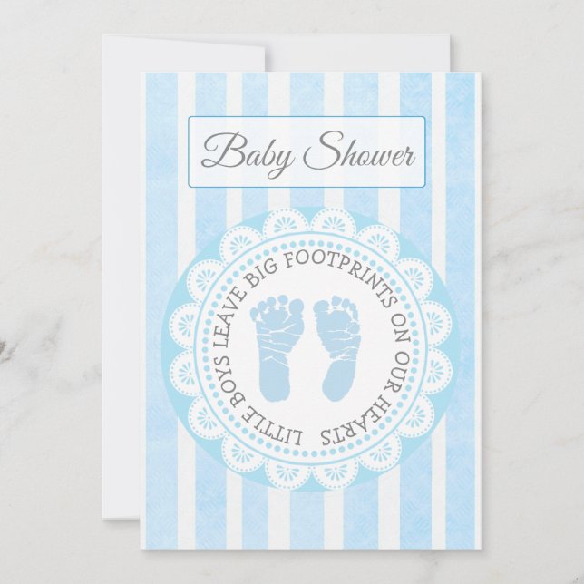 Imágenes azules Invitación de Baby Shower para niñ (Anverso)