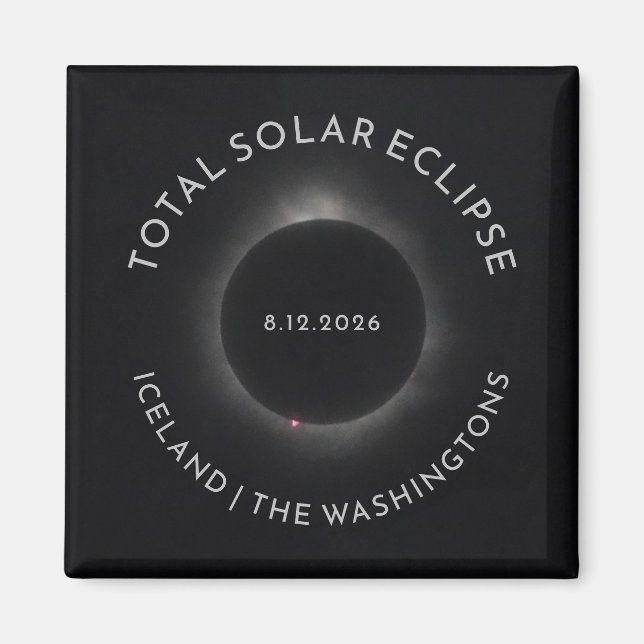 Imágenes de imán de eclipse solar total con texto  (Frente)