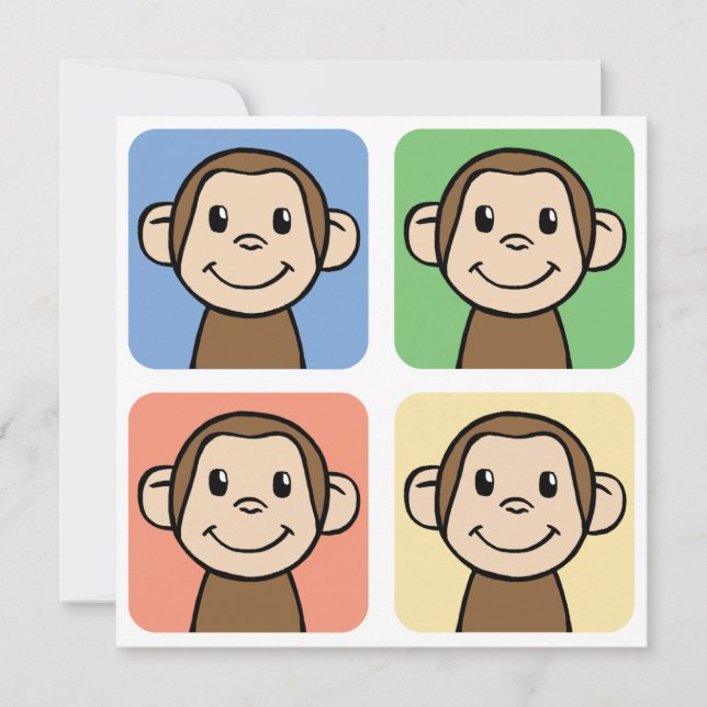 Imágenes prediseñadas de personalizado con 4 monos (Anverso)