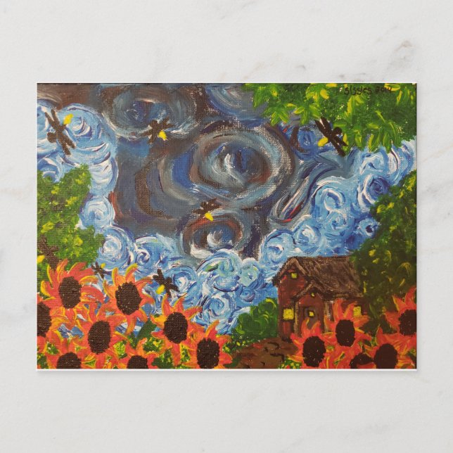 "Imaginado por Van Gogh", imagen de una postal (Anverso)