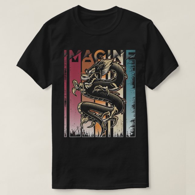 Imagine Dragon una vieja camiseta de arte Guay ret (Diseño del anverso)