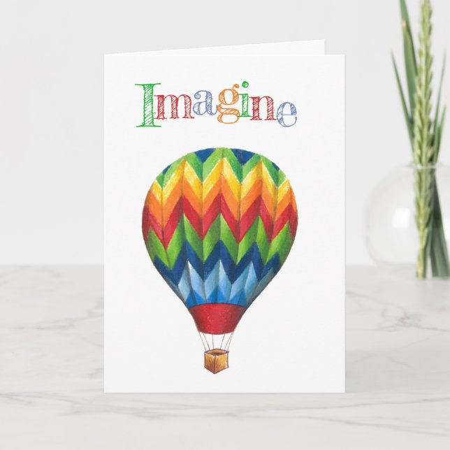 "Imagine" tarjeta de bienvenida de globo aerostáti (Anverso)