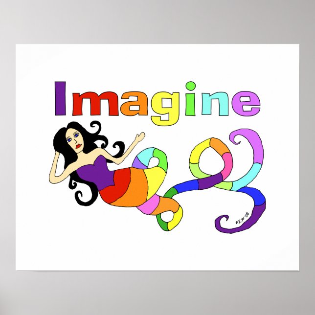 Imaginen Poster de arte de la sirena arcoiris (Frente)