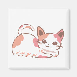 IMÁN ピンク＆オレンジで彩るぶち猫のポップデザイン  