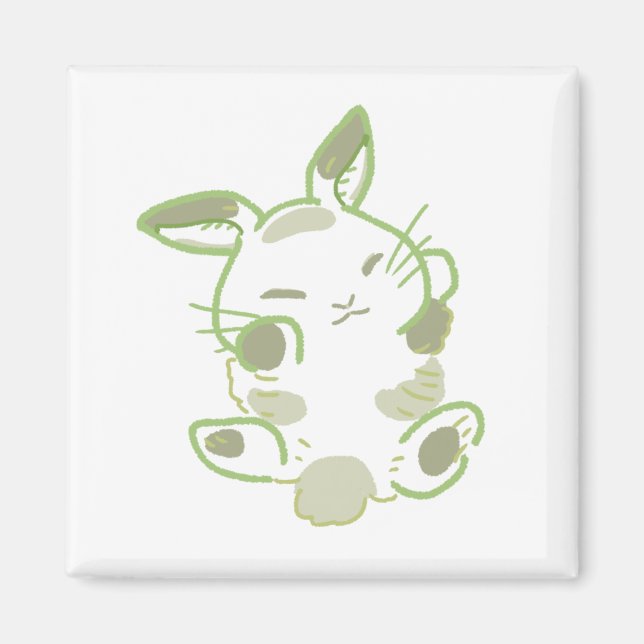 IMÁN リラックスうさぎ＆ふわふわ緑デザイン  (Frente)