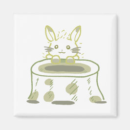 IMÁN 切り株＆黄緑色の軽やかうさぎイラスト