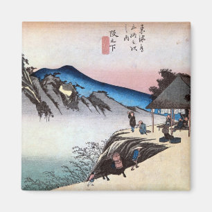Imán 坂 下 宿, 広 Sakashita-juku, Hiroshige, Ukiyo-e