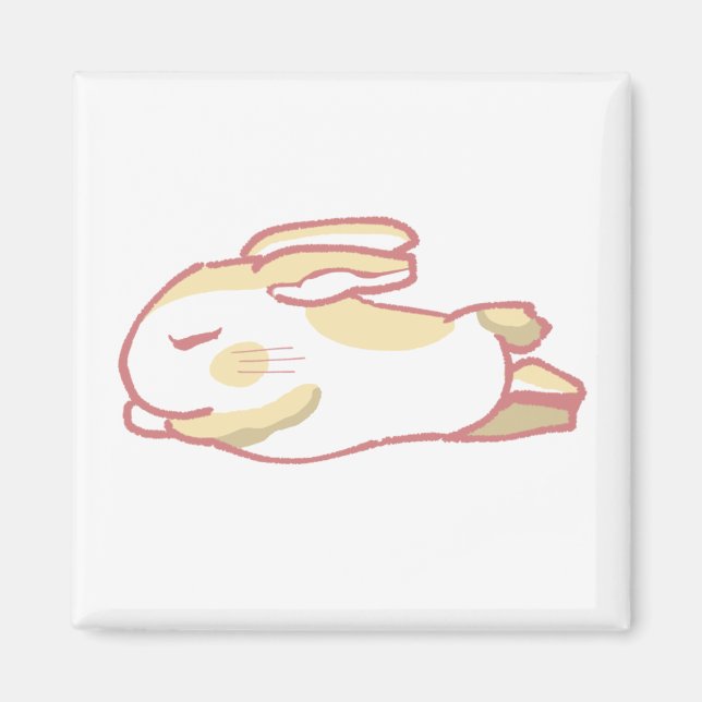 IMÁN 春らしい濃い桃色＆伸びをするうさぎイラスト (Frente)