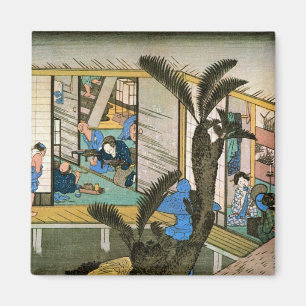Imán 赤 坂 宿, 広 Akasaka-juku, Hiroshige, Ukiyo-e
