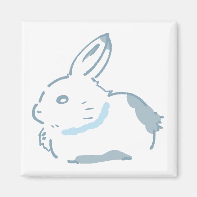 IMÁN 雪の中のうさぎ＆パステル水色デザイン (Frente)