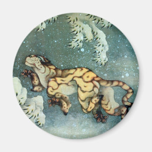 Imán 雪 中 虎 図, 北 Tigre en la Nieve, Hokusai