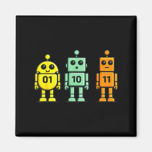 Imán 01 10 11 código binario divertido de robots 01 10 