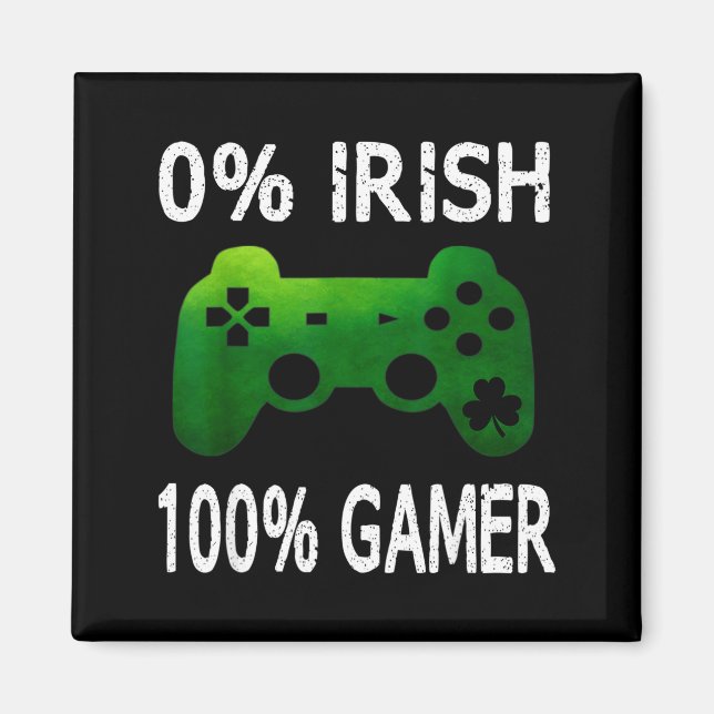 Imán 0% Irish 100% Gamer Funny St Patricks Day Video Ga (Frente)