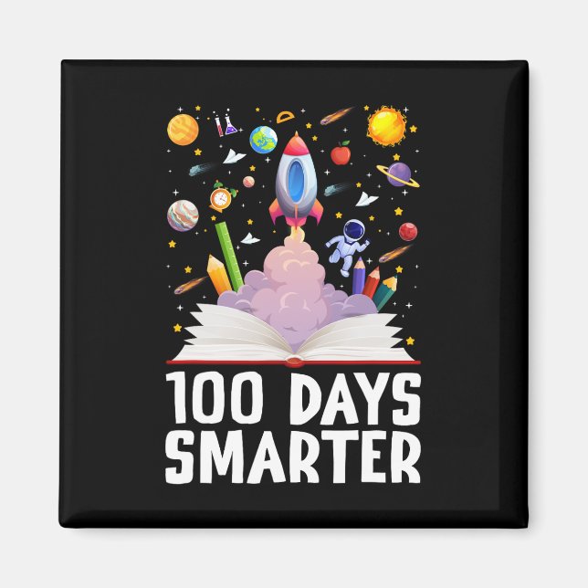 Imán 100º Día De La Escuela 100 Días Libros Más Intelig (Frente)