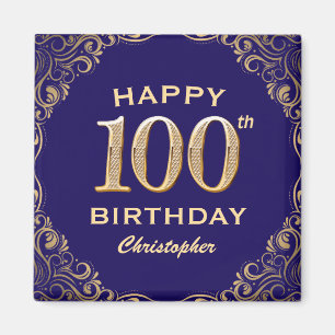 Imán 100.ª Purpurina azul y oro de la Marina del Partid