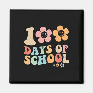 Imán 100.º Día De La Escuela Groovy Vintage Design For