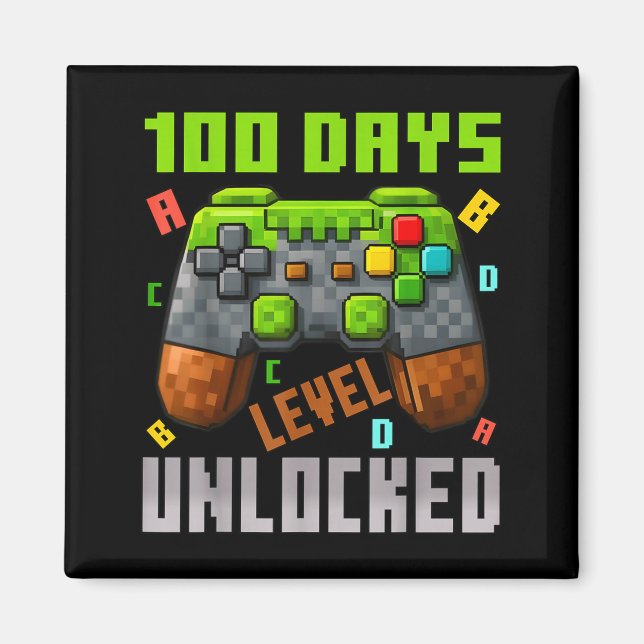 Imán 100 Days Level Unlocked Gaming 100 Days Of School  (Frente)