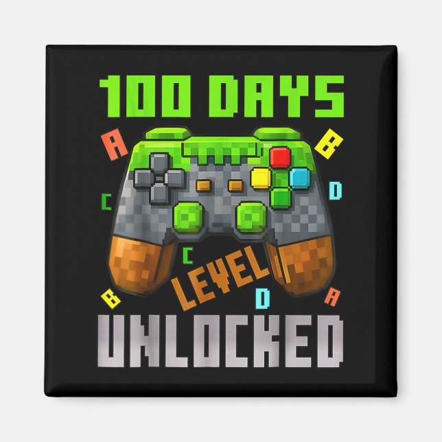 Imán 100 Days Level Unlocked Gaming 100 Days Of School  (Frente)