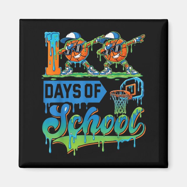 Imán 100 Days Of School Boys Basketball Drip 100th Day  (Frente)