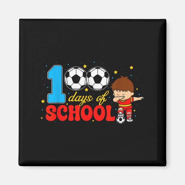 Imán 100 Days Of School Dabbing Boy Soccer 100 Days Sma (Frente)