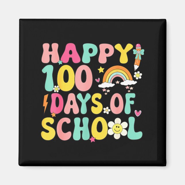 Imán 100 Days Of School Teacher Kids Happy 100th Day Of (Frente)