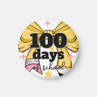 Imán 100 Days of School Yellow Pencil Bow Magnet