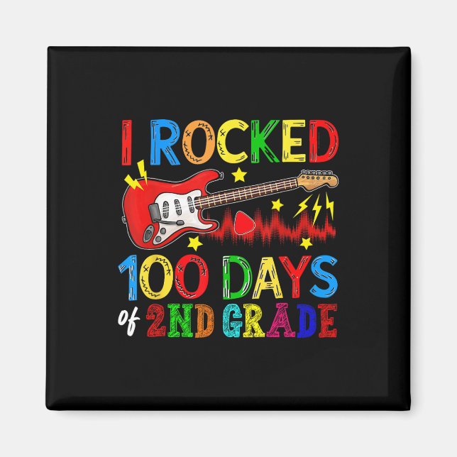 Imán 100° Día de 2º Grado 100 Días Escuela B Guitar Lo (Frente)