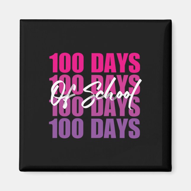 Imán 100 Días Adorables De Gradiente Retro Escolar 100º (Frente)
