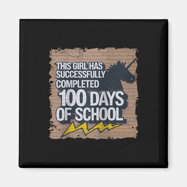 Imán 100 días Chicas de ropa divertida y campeón; estud (Frente)