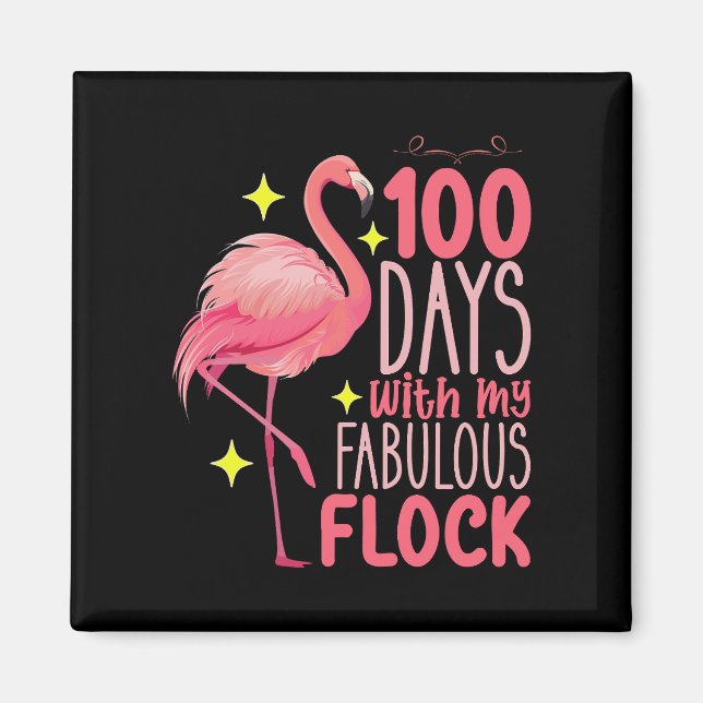 Imán 100 Días Con Mi Fabulosa Escuela Flamingo (Frente)